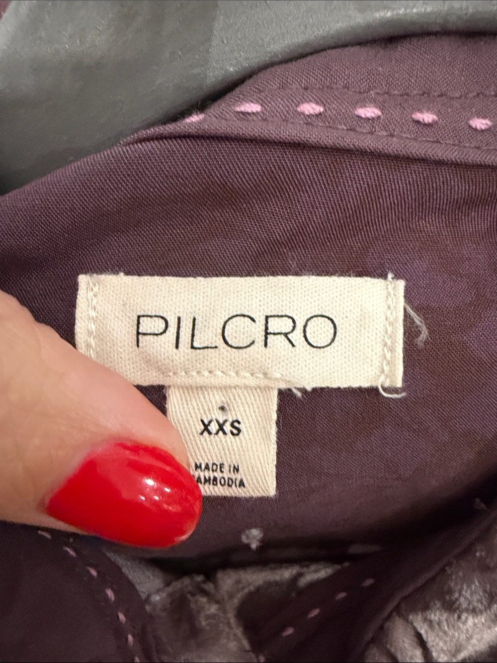 Pilcro Hadley Relaxed Fit Velvet Button-Down Shirt - Mauve - Picture 6 of 9
